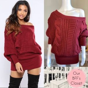 🍷<Fashion Nova> Wine Sweater Dress